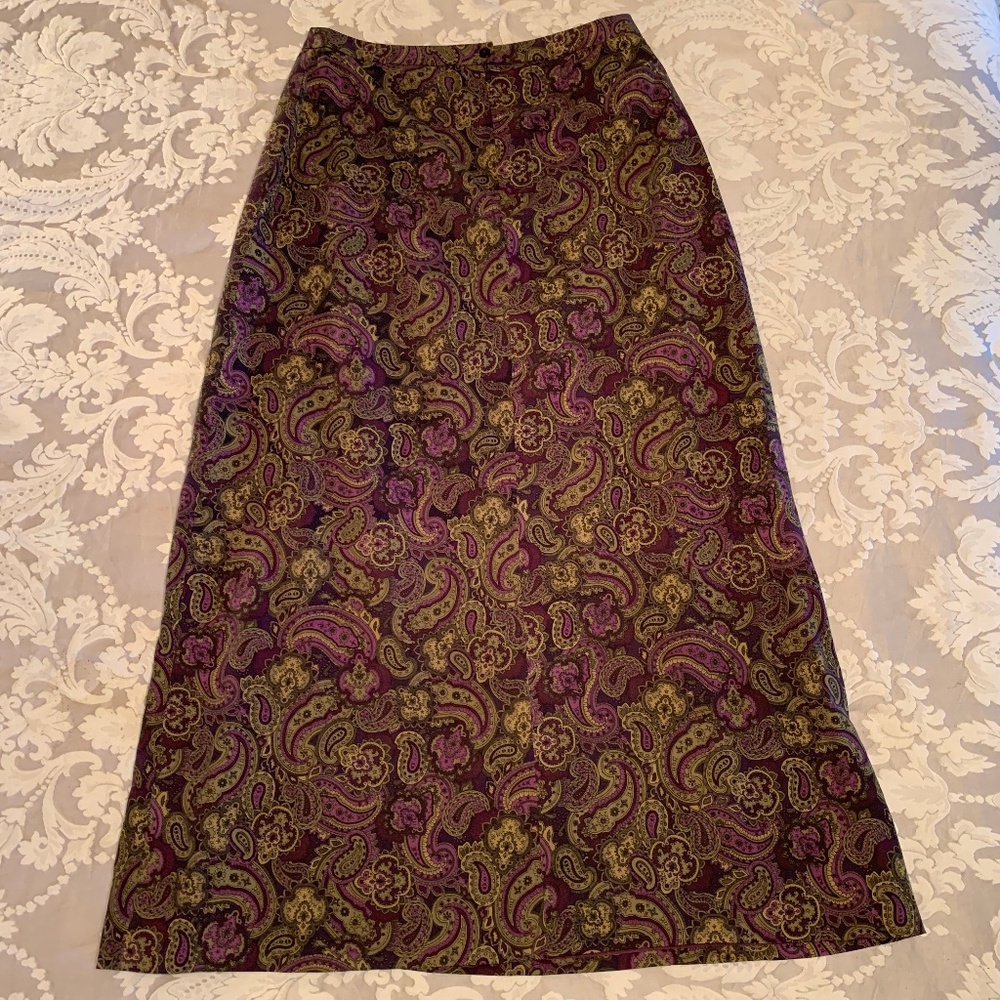 Jones New York 100% Silk Paisley Skirt 10